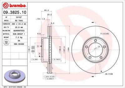 Brembo 09.3825.10 тормозной диск на JAGUAR XJ купе
