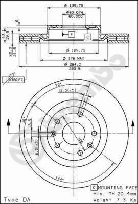 Brembo 09.4920.10 тормозной диск на MASERATI BITURBO (70, 77)