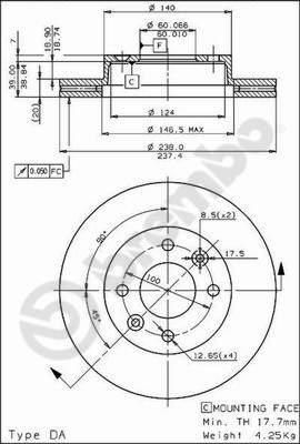 Brembo 09.4925.20 тормозной диск на RENAULT 30 (127_)
