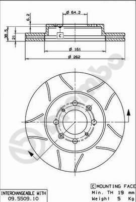 BREMBO Диск торм.пер.вент. Civic 1.4-2.0 89-01 45251SK7A00 (561630J, 09.5509.75)