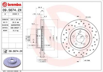 BREMBO Диск перфорированный Brembo Xtra 09.5674.2X (09.5674.2X)