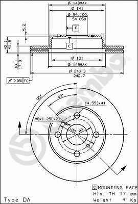 Brembo 09.5703.10 тормозной диск на TOYOTA COROLLA FX Compact (E8B)