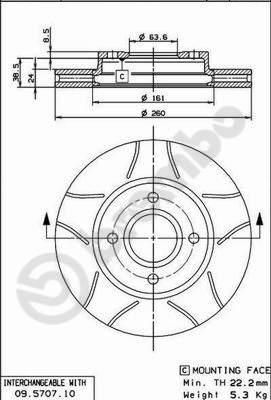 Brembo 09.5707.75 тормозной диск на FORD MONDEO I (GBP)