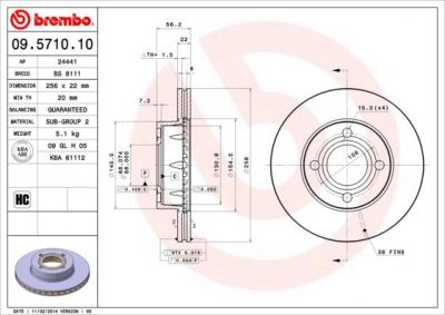 BREMBO Диск торм.пер. вент. 80 2,0 (561691J, 09.5710.10)
