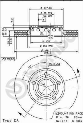 Brembo 09.5734.10 тормозной диск на AUDI 100 (44, 44Q, C3)