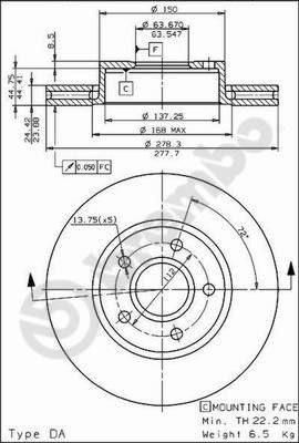 Brembo 09.5795.10 тормозной диск на FORD SCORPIO I (GAE, GGE)