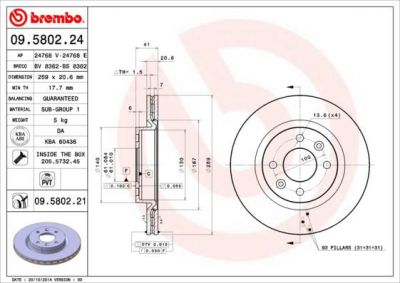 Brembo 09.5802.21 тормозной диск на RENAULT LOGAN I универсал (KS_)