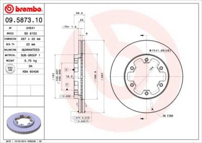 Brembo 09.5873.10 тормозной диск на NISSAN PICK UP I (720)