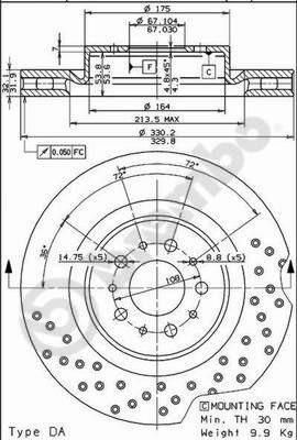 Brembo 09.6802.20 тормозной диск на FERRARI 5__ MARANELLO