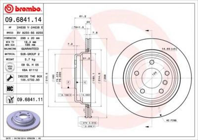 Brembo 09.6841.14 тормозной диск на 5 (E39)