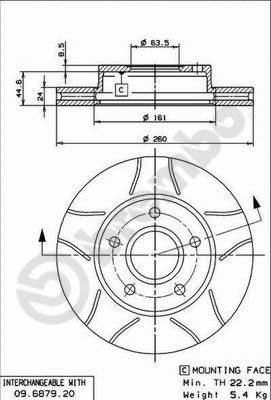 Brembo 09.6879.76 тормозной диск на FORD SCORPIO I (GAE, GGE)