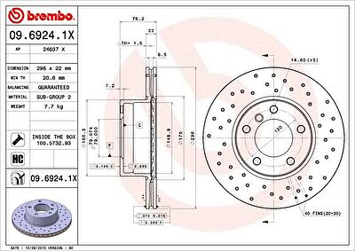 Brembo 09.6924.1X тормозной диск на 5 (E39)