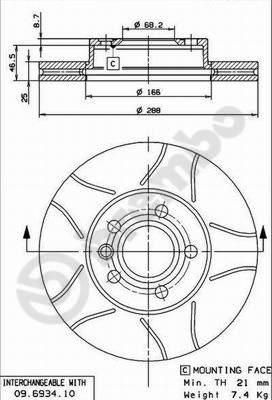 Brembo 09.6934.75 тормозной диск на FORD GALAXY (WGR)