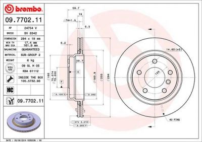 BREMBO Диск тормозной 3 E46 318-328 98-06 задний D=294мм. (34211165563, 09.7702.11)