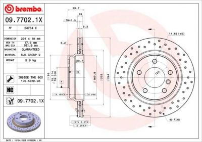 BREMBO Диск тормозной задн, 3 (E46) 98-05 (09.7702.1X)