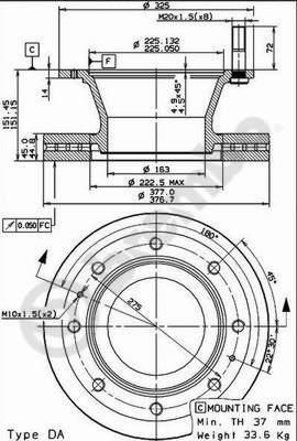 Brembo 09.7929.90 тормозной диск на IVECO EuroCargo