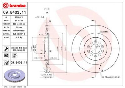 Brembo 09.8403.11 тормозной диск на SEAT LEON (1M1)