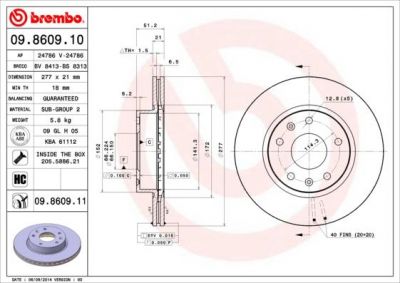Brembo 09.8609.11 тормозной диск на LAND ROVER FREELANDER Soft Top (LN_)