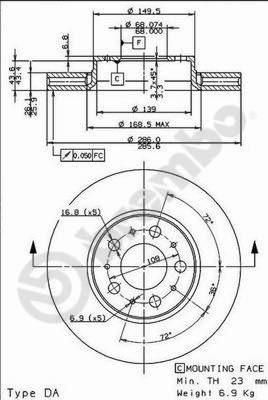 Brembo 09.8633.75 тормозной диск на VOLVO XC70 CROSS COUNTRY