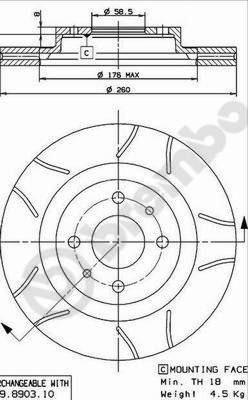 BREMBO Диск тормозной перед. вент. LADA 110/111/112 1,5i/2,0 0,67kw 95=> Br.MAX (21123501070, 09.8903.75)