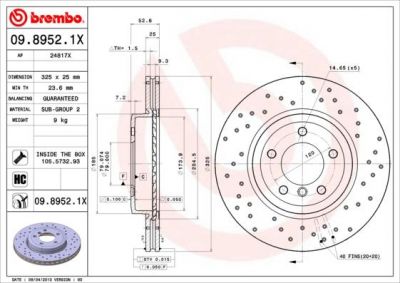 BREMBO Диск тормозной передн, 330i E46, 330D (09.8952.1X)