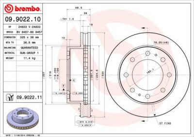 BREMBO Диск торм. Fr CHE Suburban, Cadilac Deville (09902211)