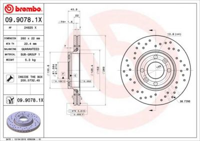 Brembo 09.9078.1X тормозной диск на RENAULT LOGAN I универсал (KS_)