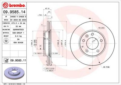 Brembo 09.9585.11 тормозной диск на MAZDA 626 V Station Wagon (GW)