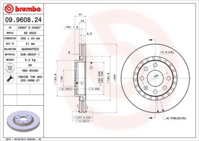 BREMBO Диск тормозной CHEVROLET LANOS/DAEWOO NEXIA 14