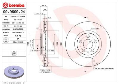 BREMBO Диск тормозной CITRO (4246J2, 09.9609.24)