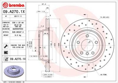 Brembo 09.A270.1X тормозной диск на 3 кабрио (E93)