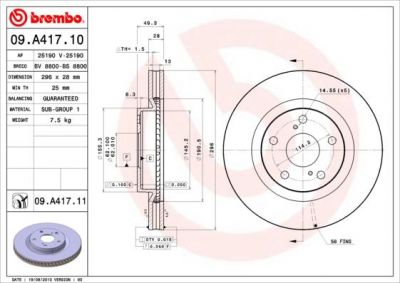 BREMBO Диск тормозной Lexus ES (GSV4_, ACV4_) 3.5 (09.A417.11)