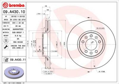 BREMBO Диск тормозной вент. передний PEUGEOT EXPERT Tepee (VF3V_) (01/07-) F (424925, 09.A430.10)