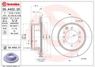 Brembo 09.A453.20 тормозной диск на HYUNDAI TERRACAN (HP)