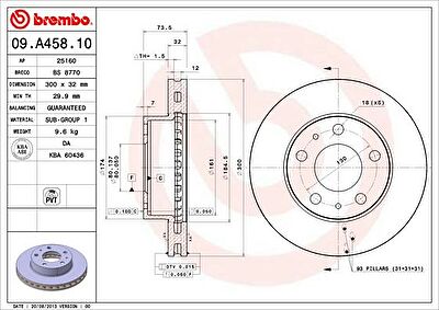 BREMBO Диск тормозной вент. передний PEUGEOT BOXER Flatbed (4249A6, 09.A458.10)