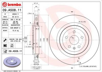 Brembo 09.A508.11 тормозной диск на CHEVROLET CAMARO кабрио