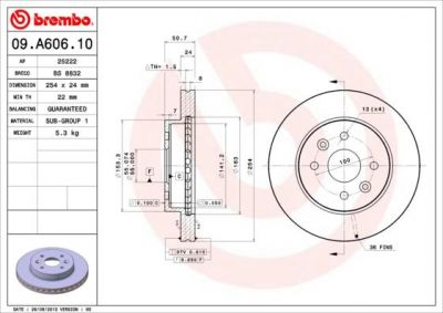 BREMBO Диск тормозной Kia RIO (DC_) 1.3 (09.A606.10)