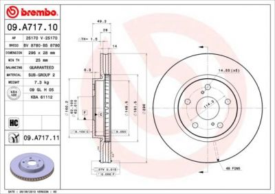 BREMBO Диск тормозной Lexus IS C (GSE2_) 250 (09.A717.11)