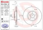 BREMBO Диск тормозной вент. передний VOLVO V50 (MW) (04/04-) F крашенные (вместо 09.A728.10) (1323560, 09.A728.11)
