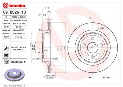 Brembo 09.B026.10 тормозной диск на VOLVO XC60