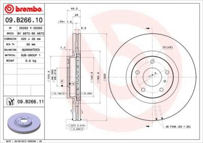 BREMBO Диск тормозной Nissan MURANO (Z50) 3.5 4x4 (09.B266.11)