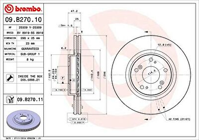 BREMBO Диск тормозной 09.B270.10 (09.B270.10)