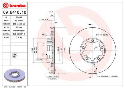 Brembo 09.B410.10 тормозной диск на NISSAN CABSTAR