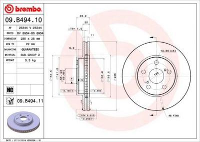 BREMBO Диск тормозной 09.B494.10 (09.B494.10)