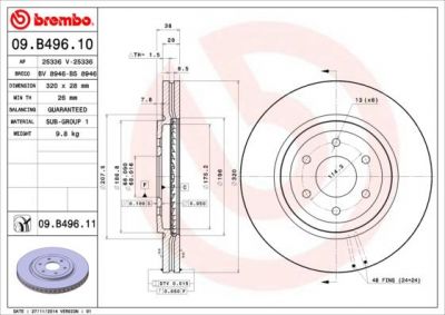 BREMBO Диск тормозной 09.B496.10 (09.B496.10)