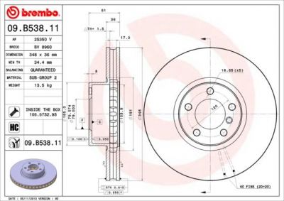 BREMBO Диск торм. окраш. Fr 7(E65/66/67) 05- (09B53811)