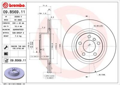 BREMBO Диск тормозной 09.B569.11 (09.B569.11)