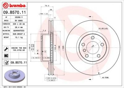 BREMBO Диск тормозной 09.B570.11 (09.B570.11)