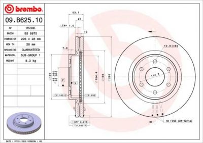 Brembo 09.B625.10 тормозной диск на NISSAN NAVARA (D40)