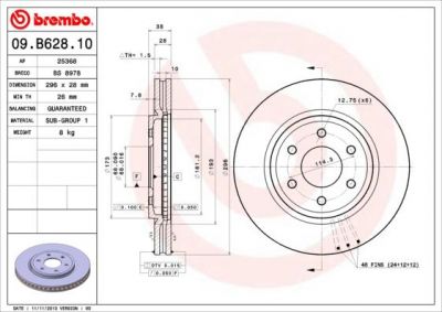 BREMBO Диск тормозной 09.B628.10 (09.B628.10)